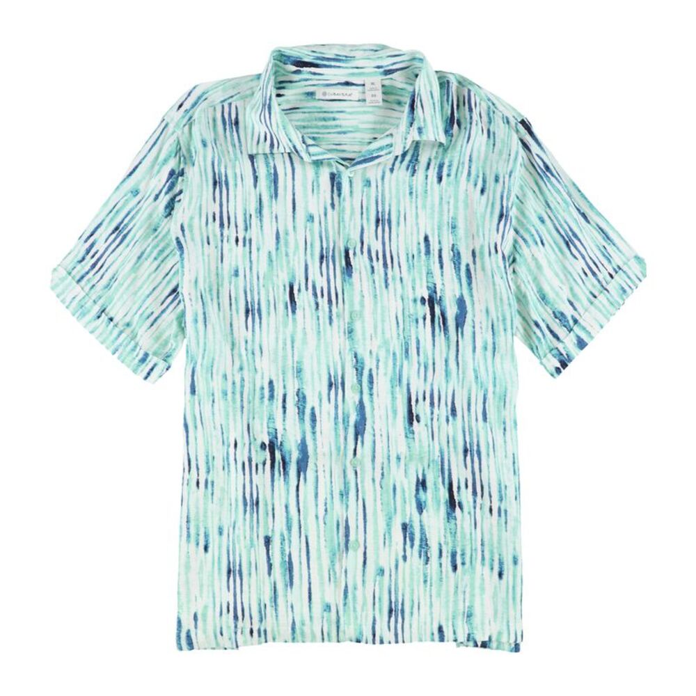 CubAvera Mens Watercolor Stripe Print Button Up Shirt, NWT